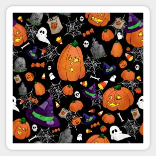 Happy Halloween Pattern on Black Sticker